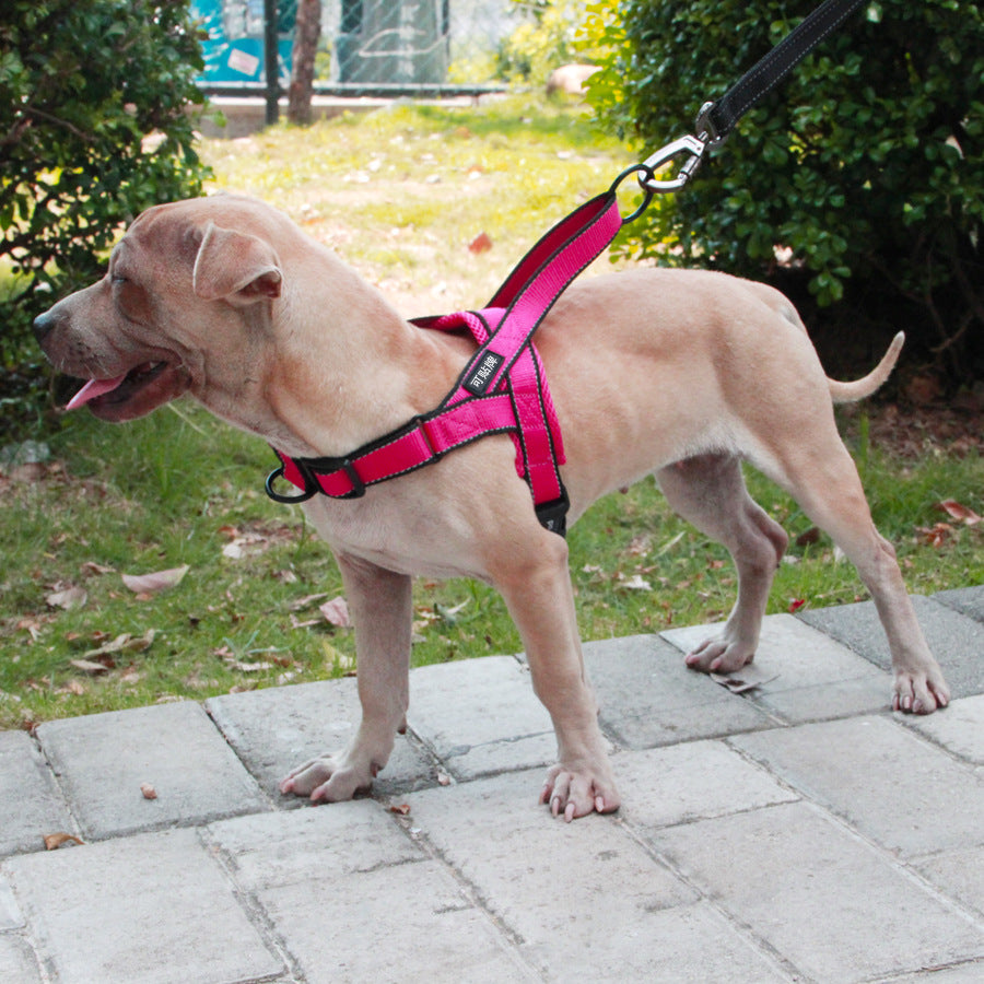 KFX-1255741 Adjustable Dog Harness and Leash Set for Outdoor Walking - Durable Chest and Back Traction Rope