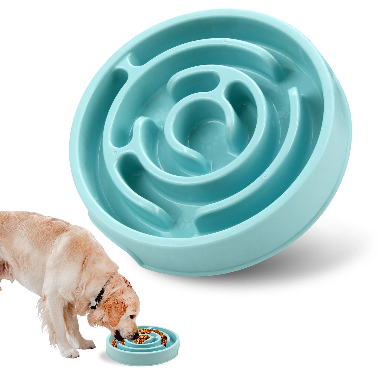 KFX-1256125 Maze Style Slow Feed Dog and Cat Bowl - Non-Slip Eco-Friendly Feeding Dish for All Sizes