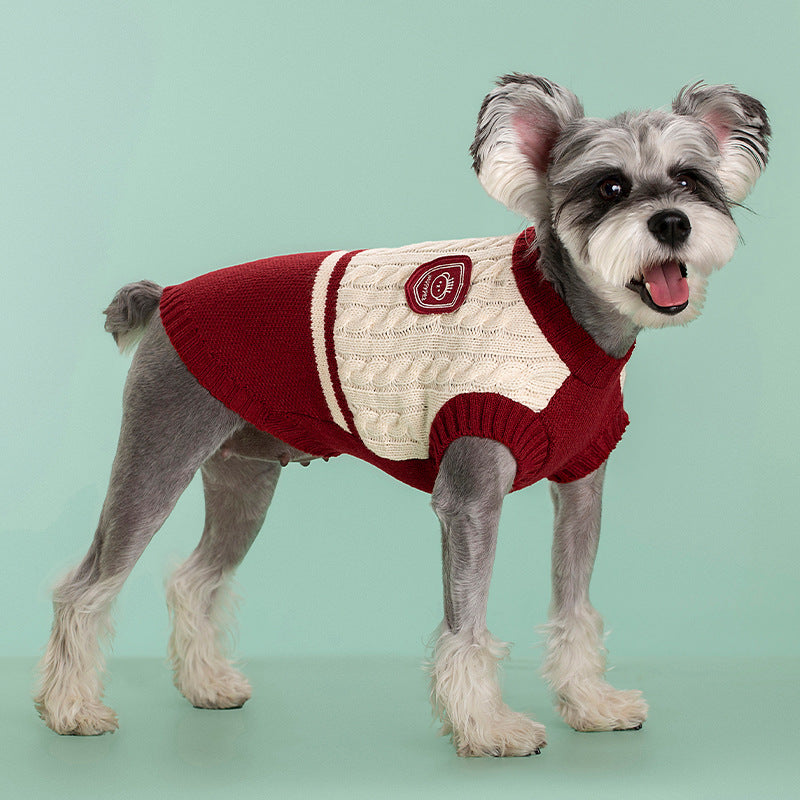 KFX-1259709 Cozy Thickened Stretch Dog Sweater in Red, Navy Blue, and Green for Unisex Pets