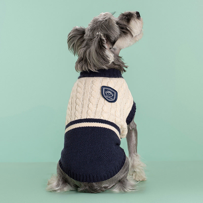 KFX-1259709 Cozy Thickened Stretch Dog Sweater in Red, Navy Blue, and Green for Unisex Pets