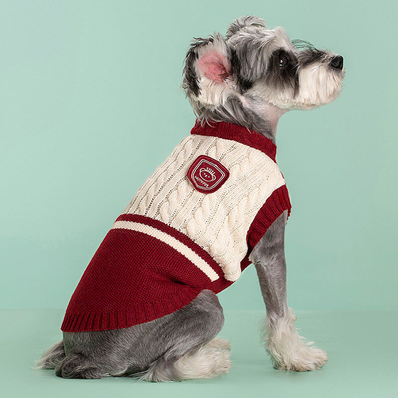 KFX-1259709 Cozy Thickened Stretch Dog Sweater in Red, Navy Blue, and Green for Unisex Pets