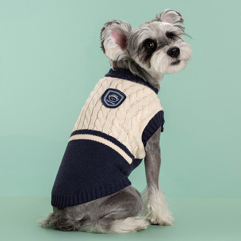 KFX-1259709 Cozy Thickened Stretch Dog Sweater in Red, Navy Blue, and Green for Unisex Pets