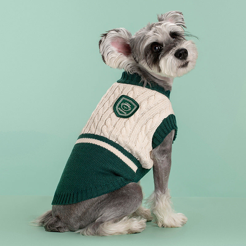 KFX-1259709 Cozy Thickened Stretch Dog Sweater in Red, Navy Blue, and Green for Unisex Pets