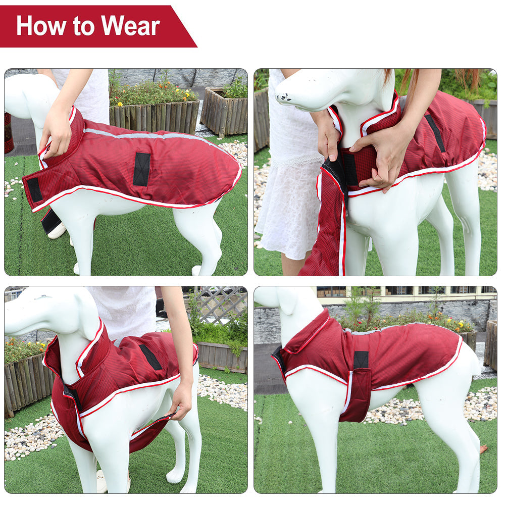 KFX-1260093 Waterproof Casual Jacket for Pets - Autumn and Winter Warmth in Red and Gray