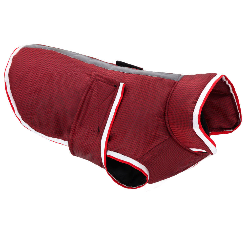 KFX-1260093 Waterproof Casual Jacket for Pets - Autumn and Winter Warmth in Red and Gray