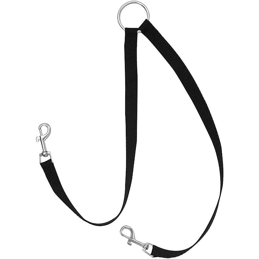 KFX-1261501 Double Dog Leash with Two Traction Ropes - Durable Nylon in Black