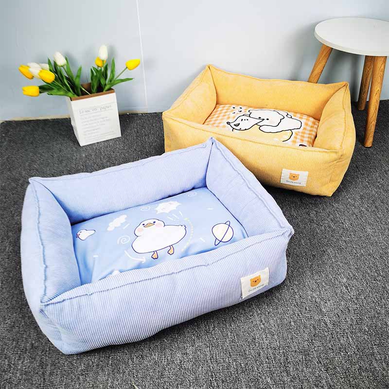KFX-1261757 Cozy Fabric Craft Printing Square Pet Bed in Various Colors