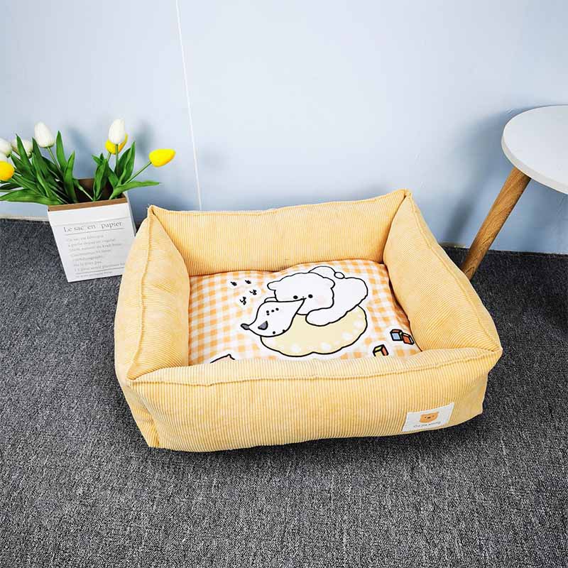KFX-1261757 Cozy Fabric Craft Printing Square Pet Bed in Various Colors