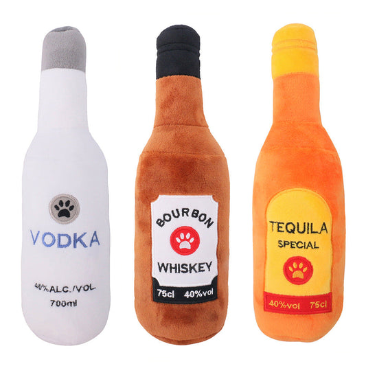 KFX-1262525 Plush Velvet Wine Bottle Toy - Soft, Durable, 26cm, Perfect for Pets