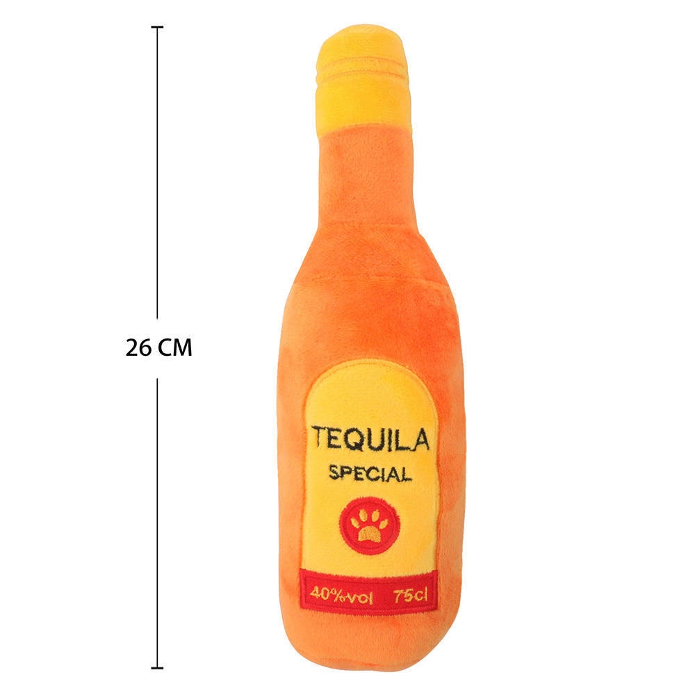 KFX-1262525 Plush Velvet Wine Bottle Toy - Soft, Durable, 26cm, Perfect for Pets