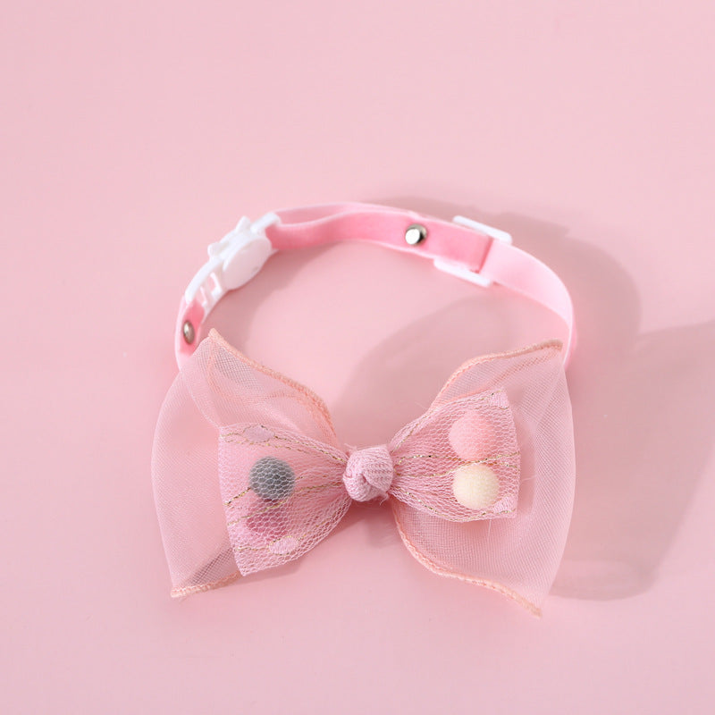 KFX-1263677 Flower Bow Pearl Flower Adjustable Cat Dog Bow Tie Collar with Safety Buckle