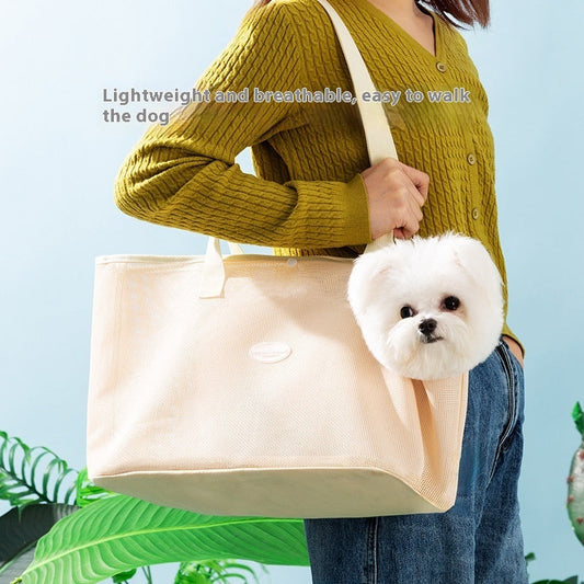 KFX-1263933 Breathable Mesh Crossbody Hand Bag for Cats - Soft, Lightweight, Available in Three Colors