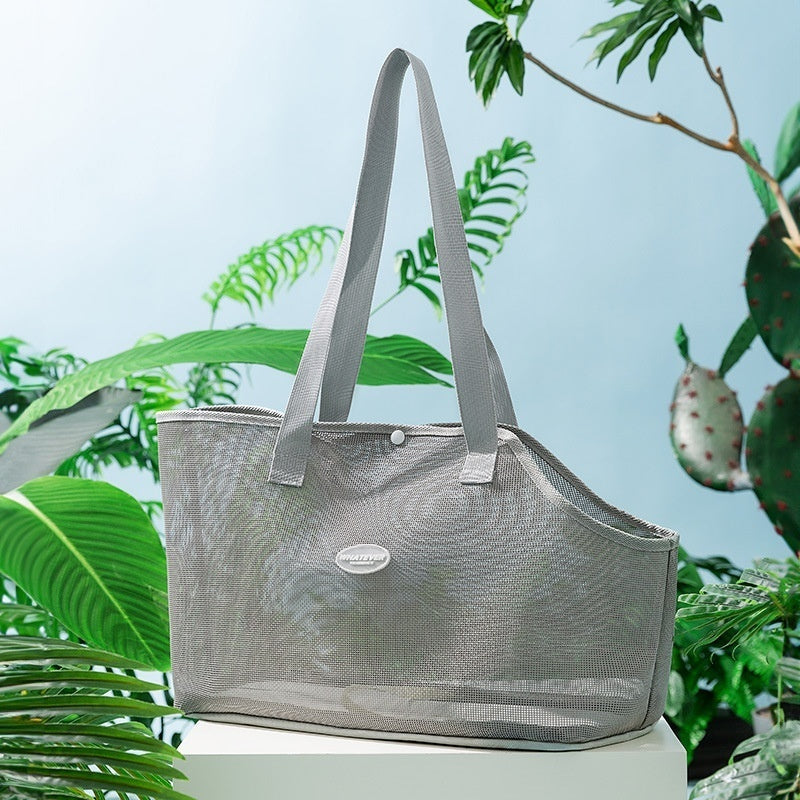 KFX-1263933 Breathable Mesh Crossbody Hand Bag for Cats - Soft, Lightweight, Available in Three Colors