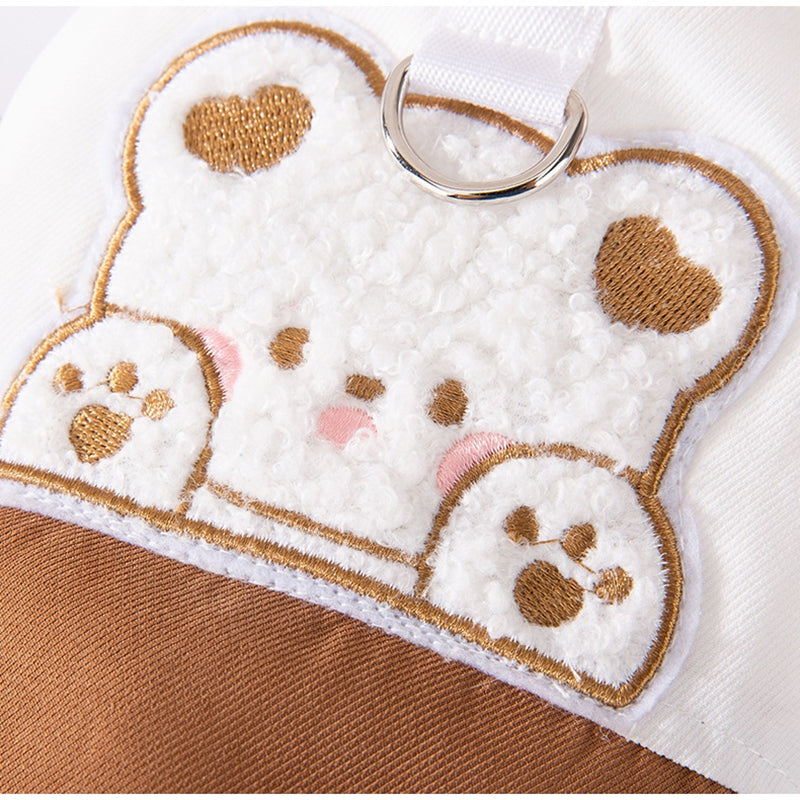 KFX-1266237 Cozy Winter Dog Jacket with Bunny Embroidery and Integrated Leash Ring for Small to Medium Pets