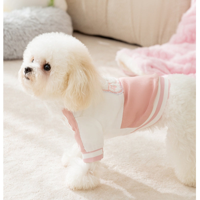 KFX-1266237 Cozy Winter Dog Jacket with Bunny Embroidery and Integrated Leash Ring for Small to Medium Pets