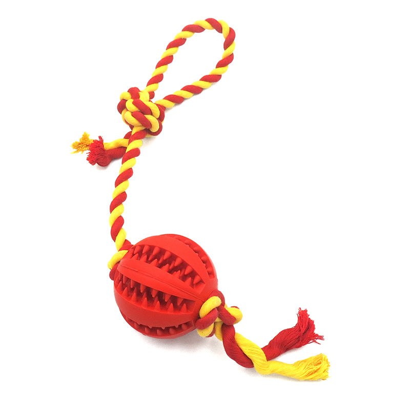KFX-1268285 Durable Bite-Resistant Cotton Rope Toy with Rubber Ball for Chewing Dogs