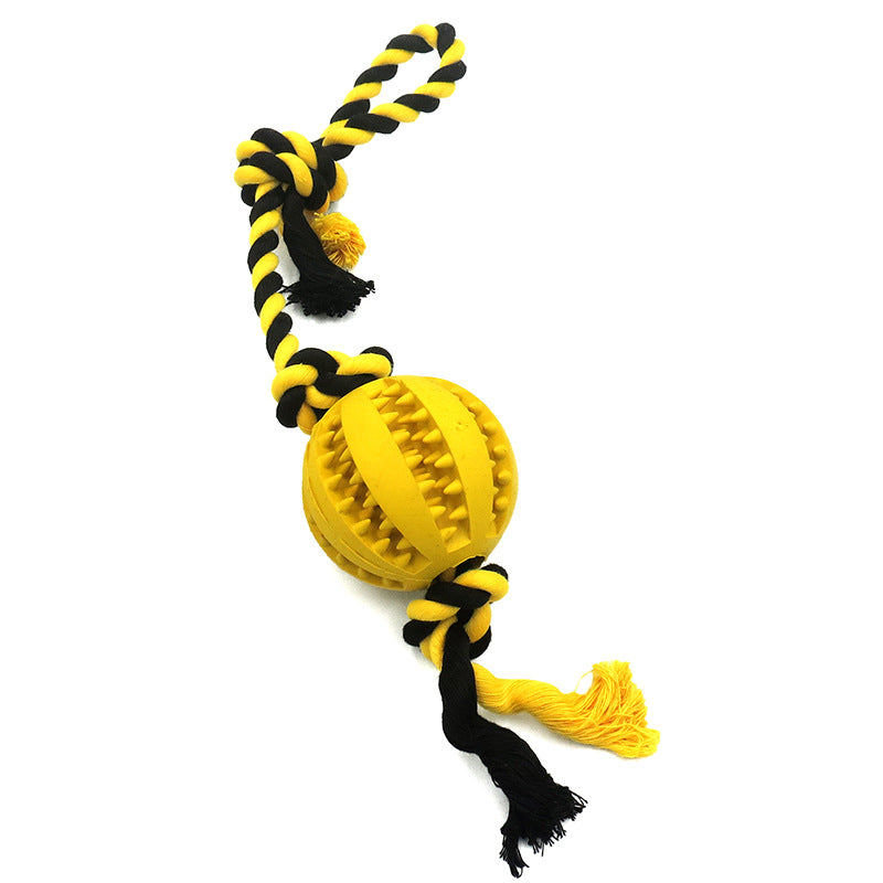 KFX-1268285 Durable Bite-Resistant Cotton Rope Toy with Rubber Ball for Chewing Dogs