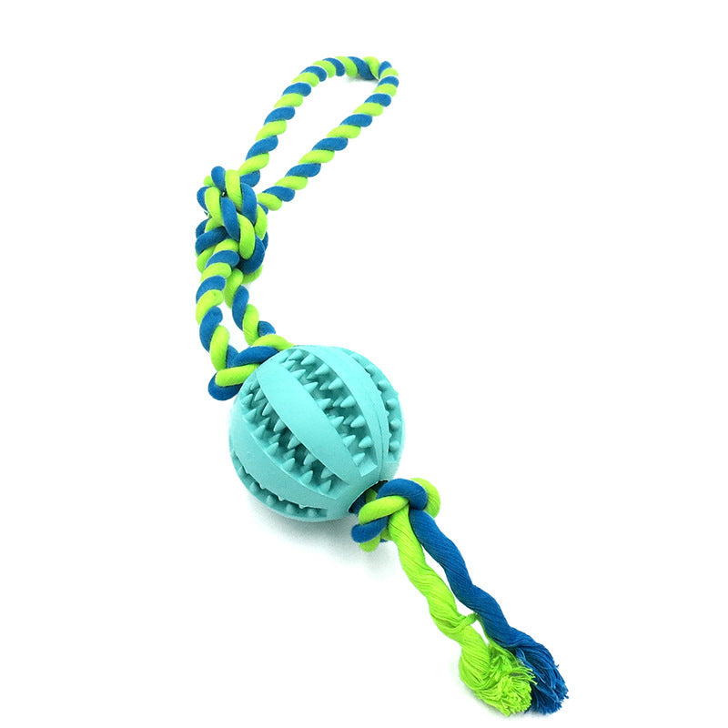 KFX-1268285 Durable Bite-Resistant Cotton Rope Toy with Rubber Ball for Chewing Dogs