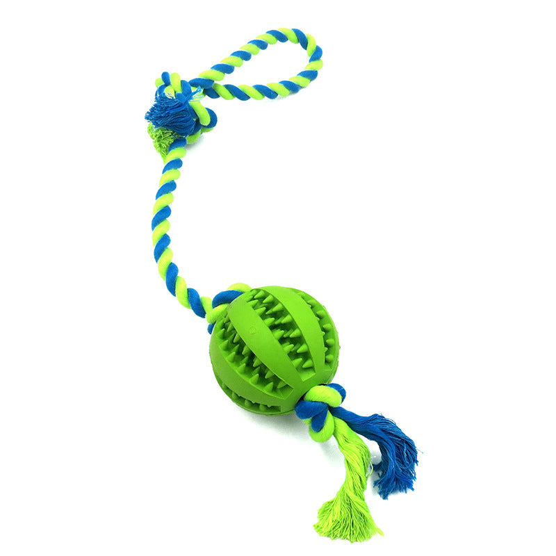KFX-1268285 Durable Bite-Resistant Cotton Rope Toy with Rubber Ball for Chewing Dogs