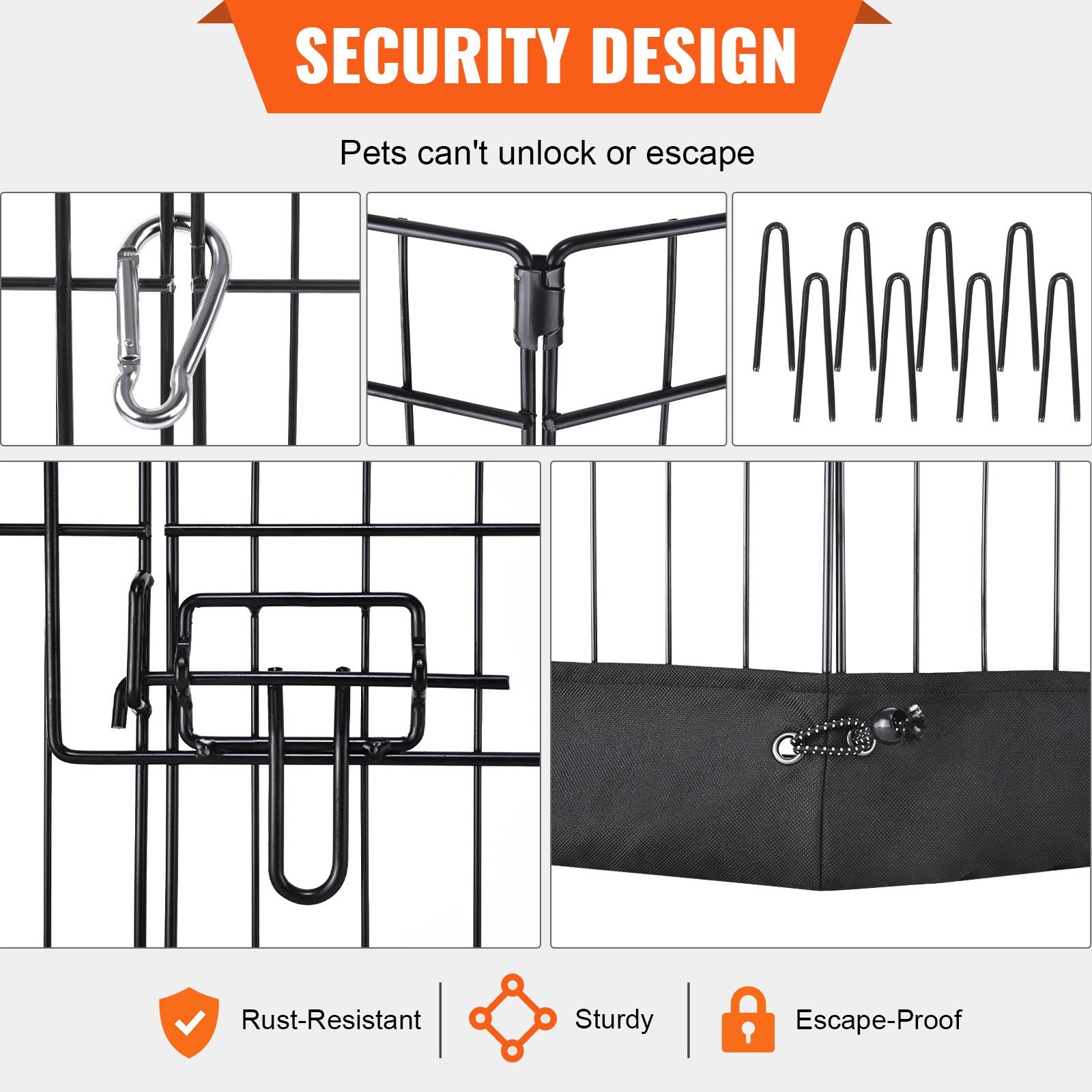 KFX-1269053 Foldable 8-Panel Metal Dog Playpen with Bottom Mat for Indoor and Outdoor Use, 24" High Pet Exercise Enclosure