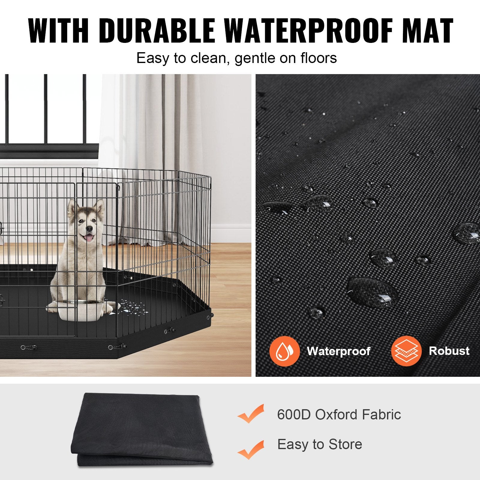 KFX-1269053 Foldable 8-Panel Metal Dog Playpen with Bottom Mat for Indoor and Outdoor Use, 24" High Pet Exercise Enclosure