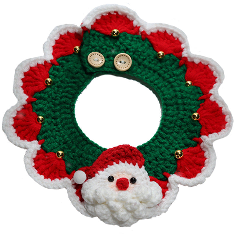 KFX-1269437 Knitted Wool Christmas Bib for Pets - Unisex Tie Clip, Super Wide Bow Tie, Various Sizes