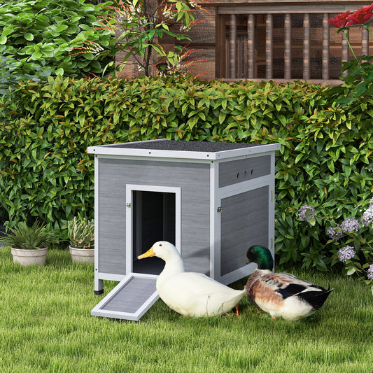 KFX-1271101 Wooden Duck Coop with Openable Roof and Double Doors for 2-4 Ducks and Chickens, 25" x 32" x 30"