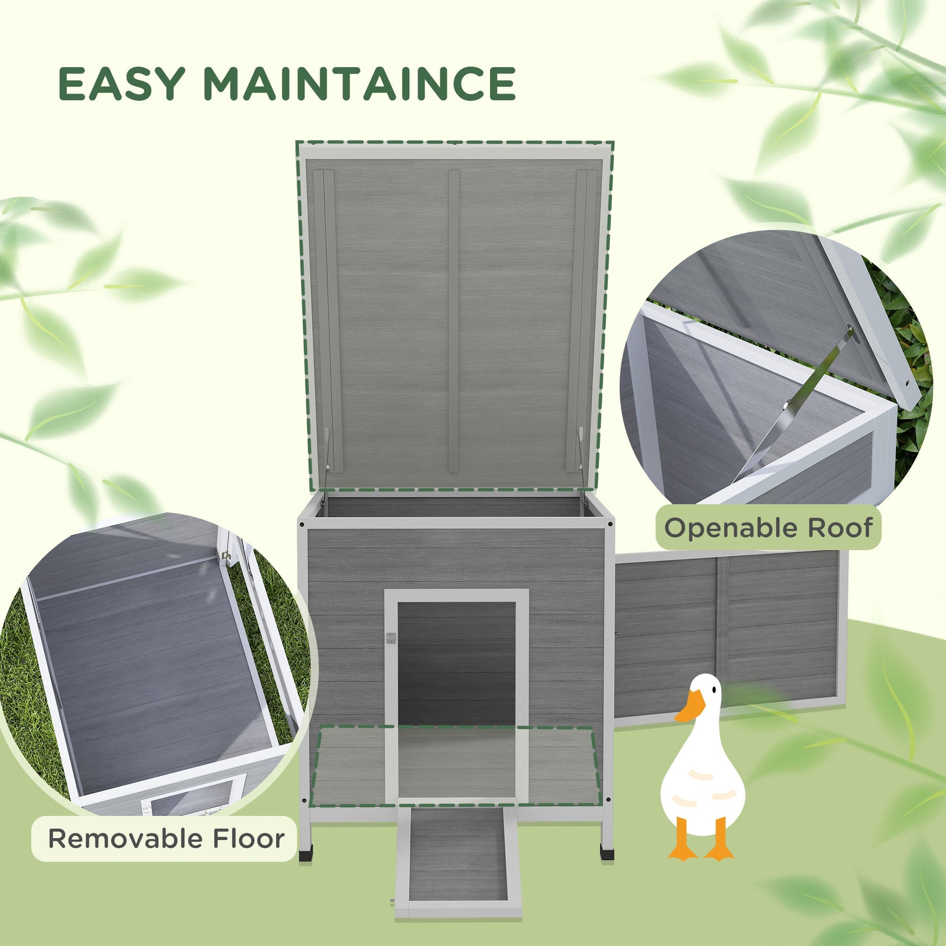 KFX-1271101 Wooden Duck Coop with Openable Roof and Double Doors for 2-4 Ducks and Chickens, 25" x 32" x 30"