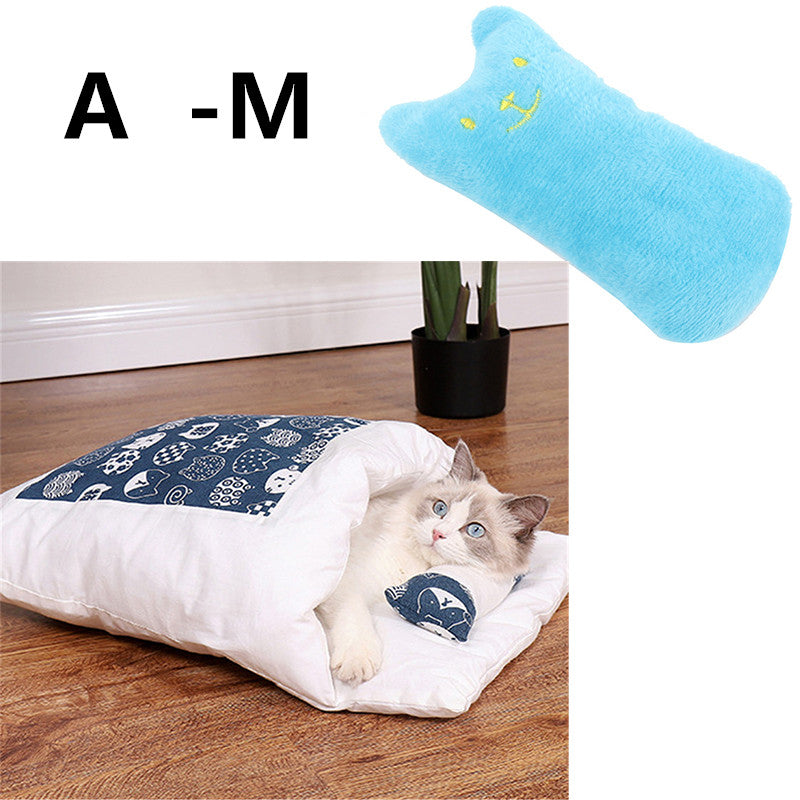 KFX-1271485 Cozy Winter Cat Bed with Removable Washable Quilt for All Seasons