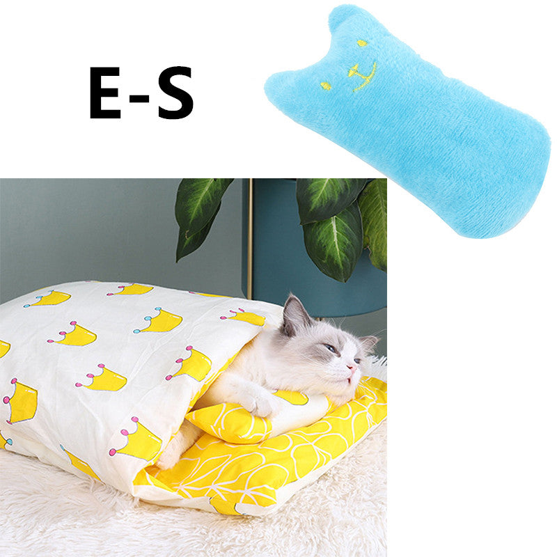KFX-1271485 Cozy Winter Cat Bed with Removable Washable Quilt for All Seasons