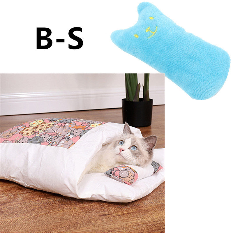 KFX-1271485 Cozy Winter Cat Bed with Removable Washable Quilt for All Seasons