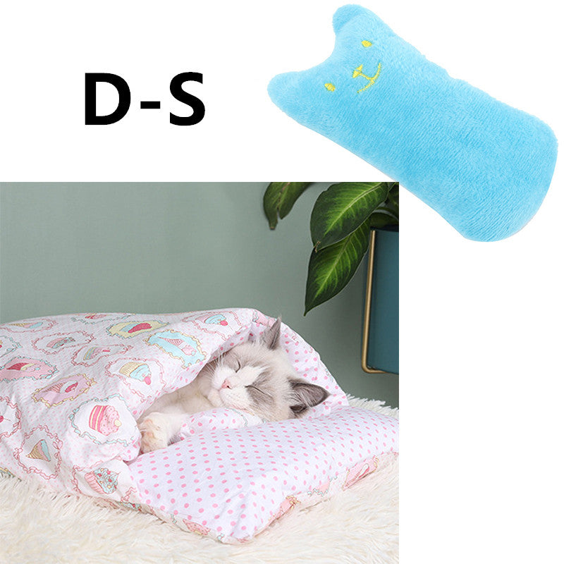 KFX-1271485 Cozy Winter Cat Bed with Removable Washable Quilt for All Seasons