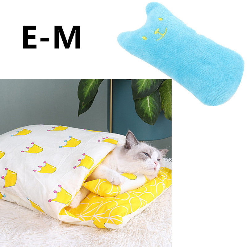 KFX-1271485 Cozy Winter Cat Bed with Removable Washable Quilt for All Seasons