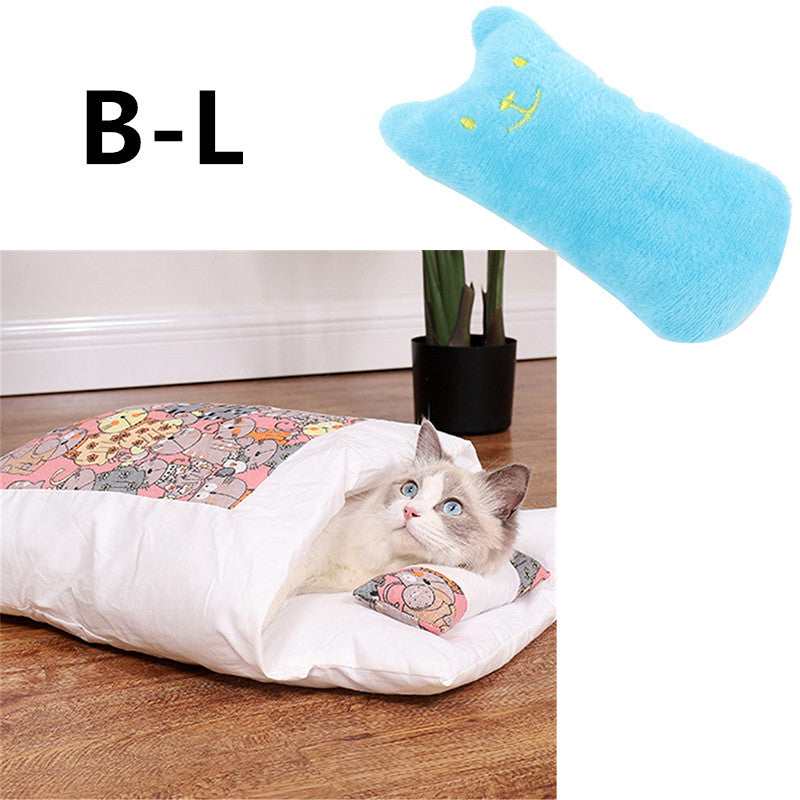 KFX-1271485 Cozy Winter Cat Bed with Removable Washable Quilt for All Seasons