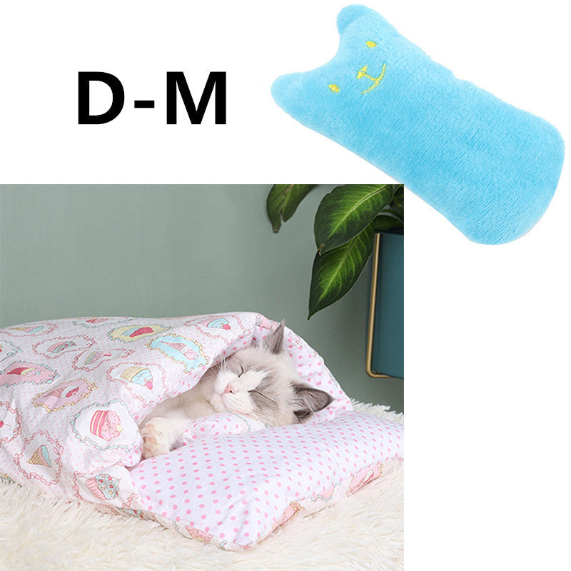 KFX-1271485 Cozy Winter Cat Bed with Removable Washable Quilt for All Seasons