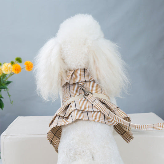 KFX-1273021 Chest Strap Vest with Hand-Holding Rope for Pets in Milky White and Purple