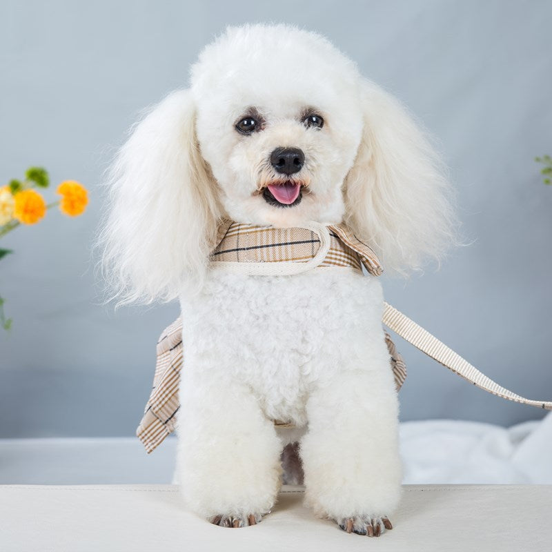 KFX-1273021 Chest Strap Vest with Hand-Holding Rope for Pets in Milky White and Purple