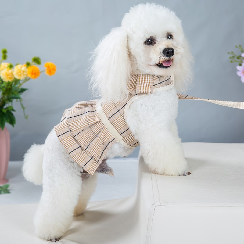 KFX-1273021 Chest Strap Vest with Hand-Holding Rope for Pets in Milky White and Purple