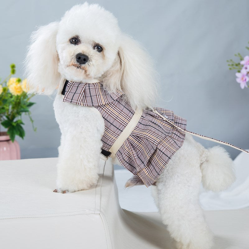 KFX-1273021 Chest Strap Vest with Hand-Holding Rope for Pets in Milky White and Purple