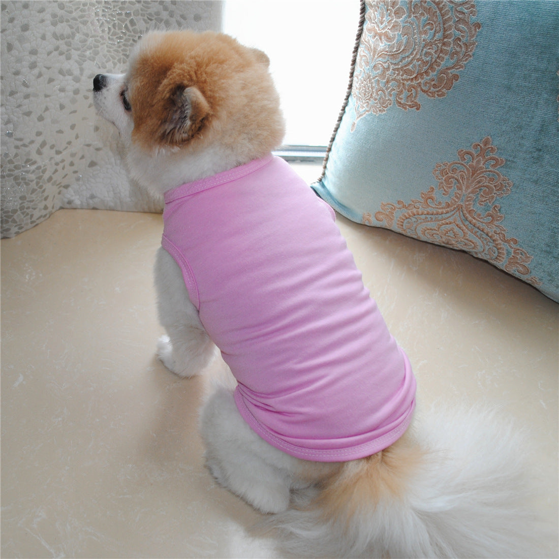KFX-1273789 Solid Color Casual Dog Vest - Thin White Edition for All Dogs