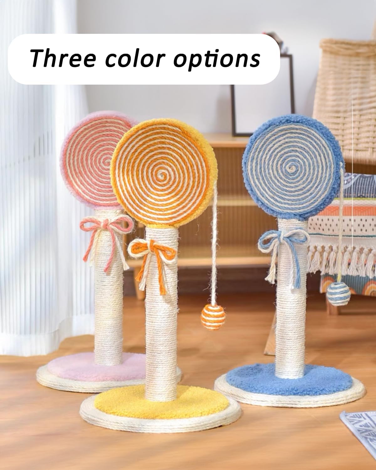 KFX-1274685 Cat Scratching Post with Sturdy Base and Hanging Ball for Indoor Cats - Durable Sisal Rope Design
