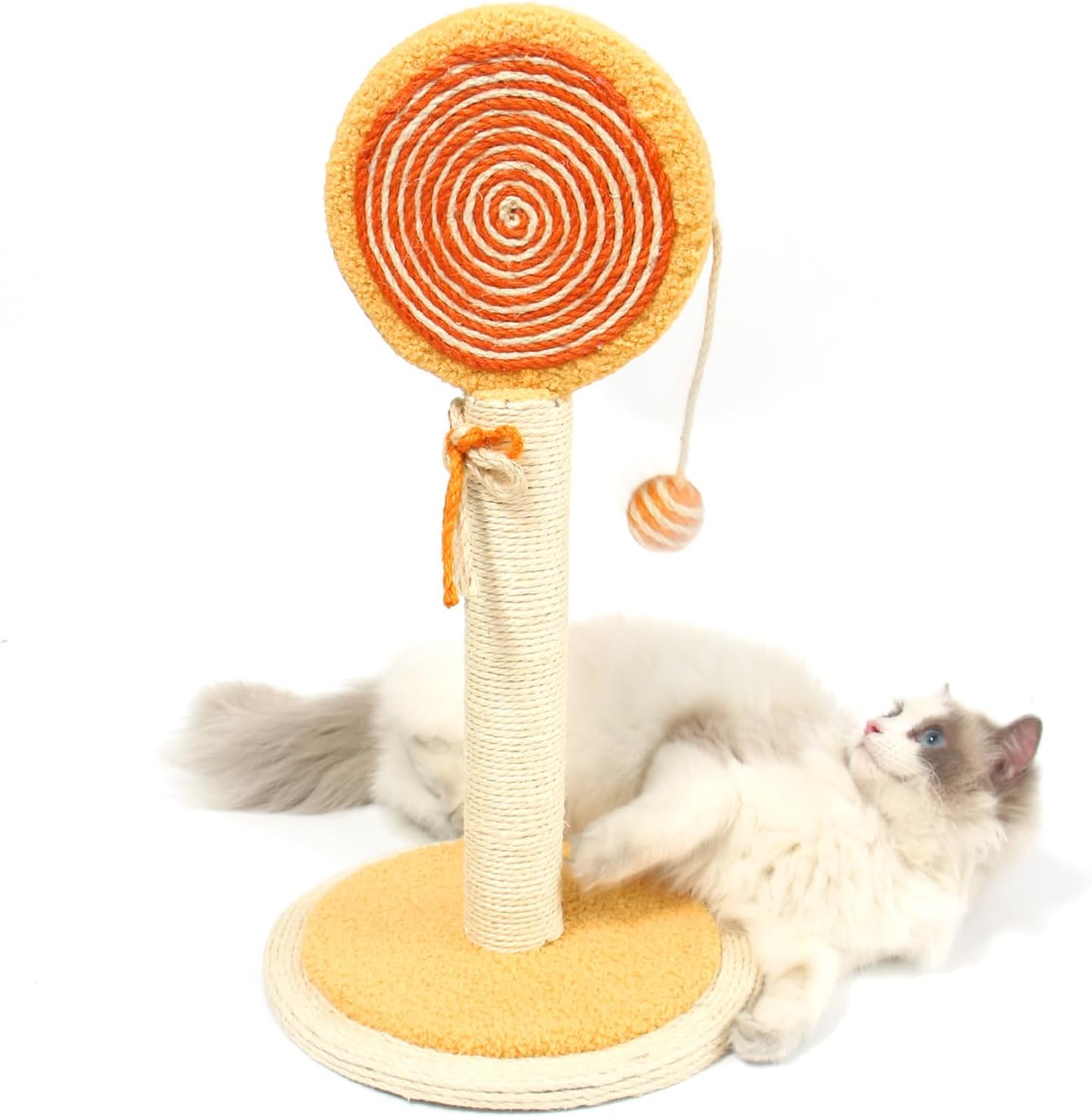KFX-1274685 Cat Scratching Post with Sturdy Base and Hanging Ball for Indoor Cats - Durable Sisal Rope Design