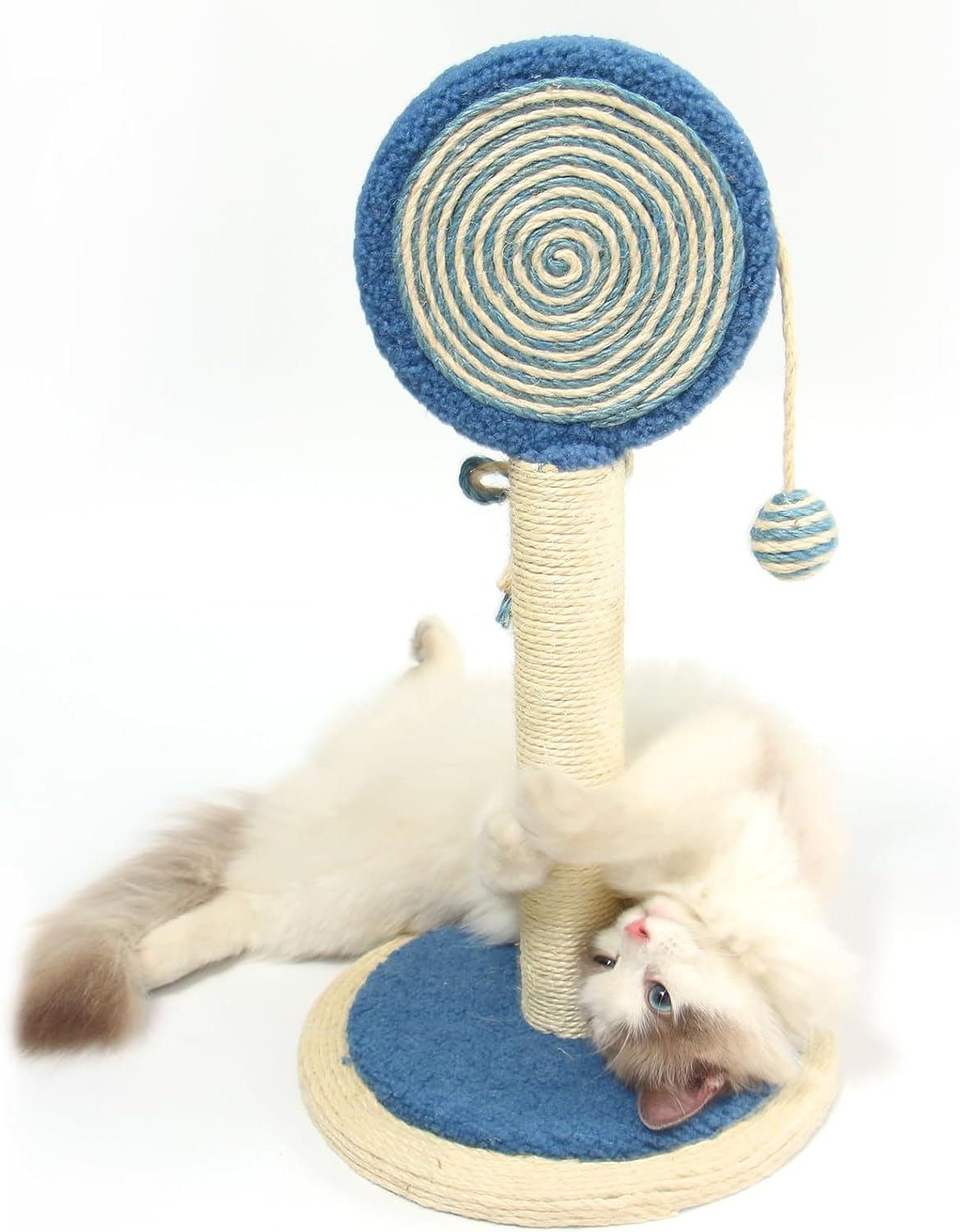 KFX-1274685 Cat Scratching Post with Sturdy Base and Hanging Ball for Indoor Cats - Durable Sisal Rope Design