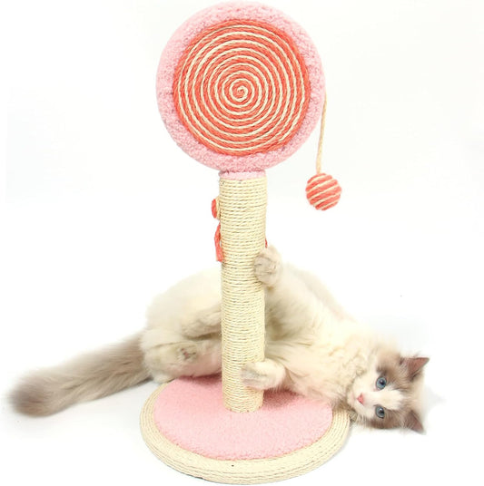 KFX-1274685 Cat Scratching Post with Sturdy Base and Hanging Ball for Indoor Cats - Durable Sisal Rope Design