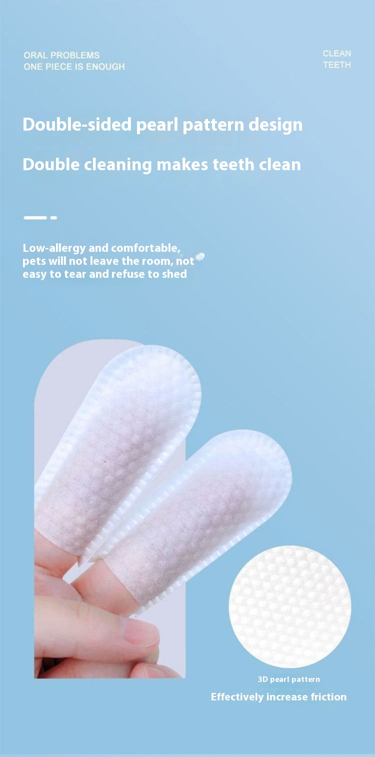 KFX-1275069 Pet Teeth Cleaning Finger Stall Wipes - 50 Non-Woven Cleaning Pads for Fresh Breath and Dental Care