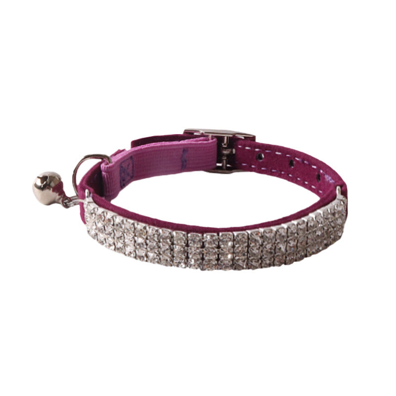 KFX-1275197 Pet Color Flannel Elastic Buckle Cat Collar - Pink, Black, Red, Blue, Purple, Dark Brown