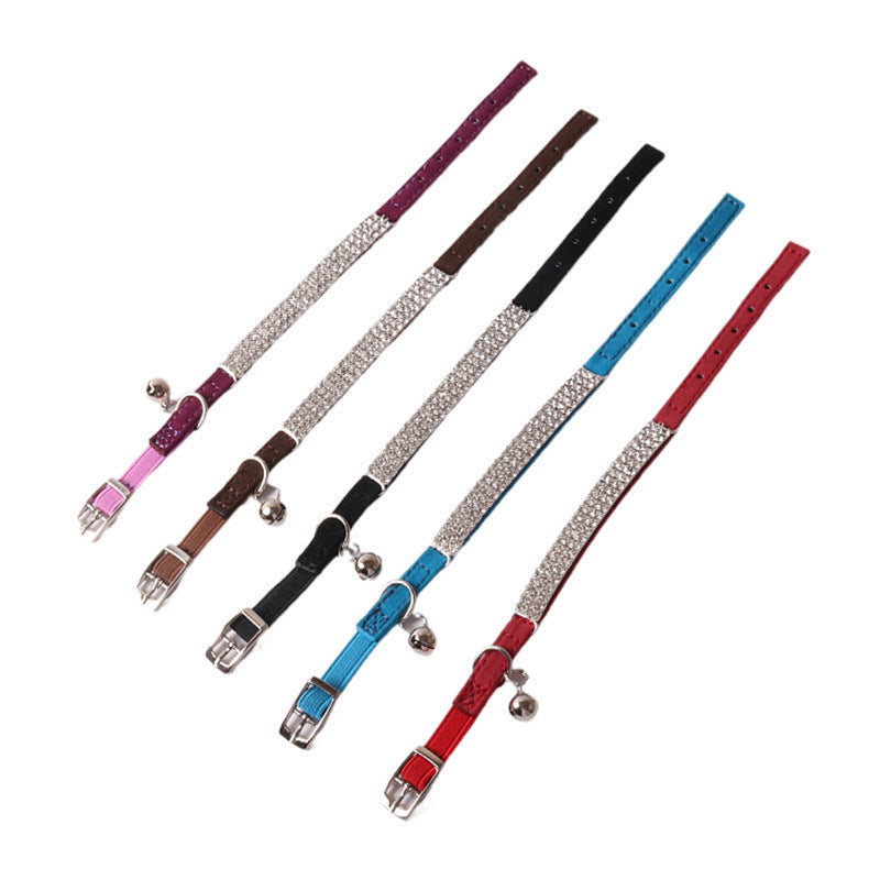 KFX-1275197 Pet Color Flannel Elastic Buckle Cat Collar - Pink, Black, Red, Blue, Purple, Dark Brown