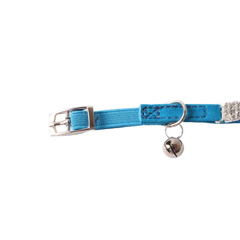 KFX-1275197 Pet Color Flannel Elastic Buckle Cat Collar - Pink, Black, Red, Blue, Purple, Dark Brown