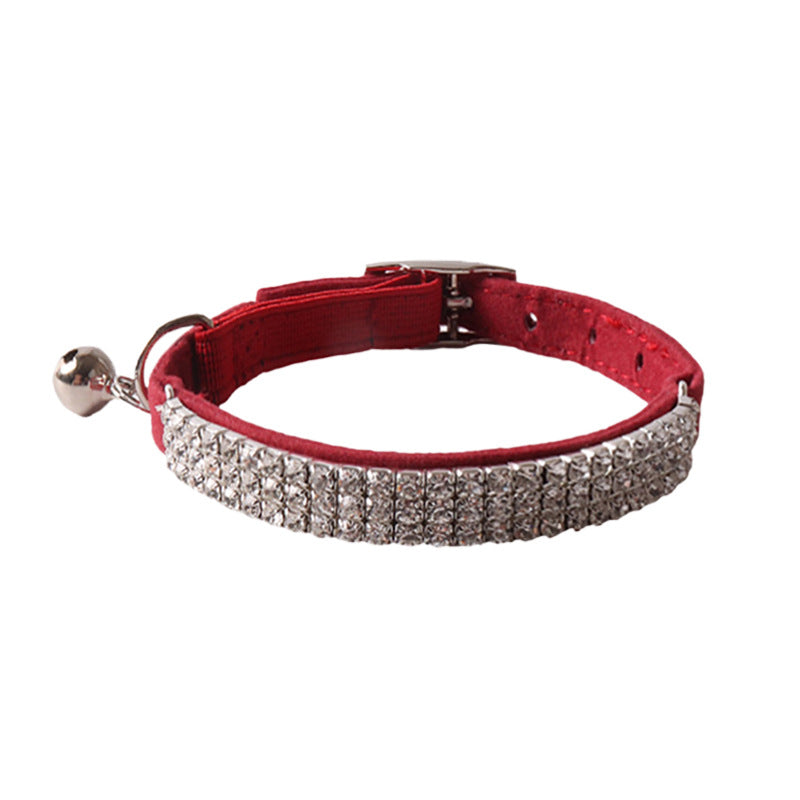 KFX-1275197 Pet Color Flannel Elastic Buckle Cat Collar - Pink, Black, Red, Blue, Purple, Dark Brown