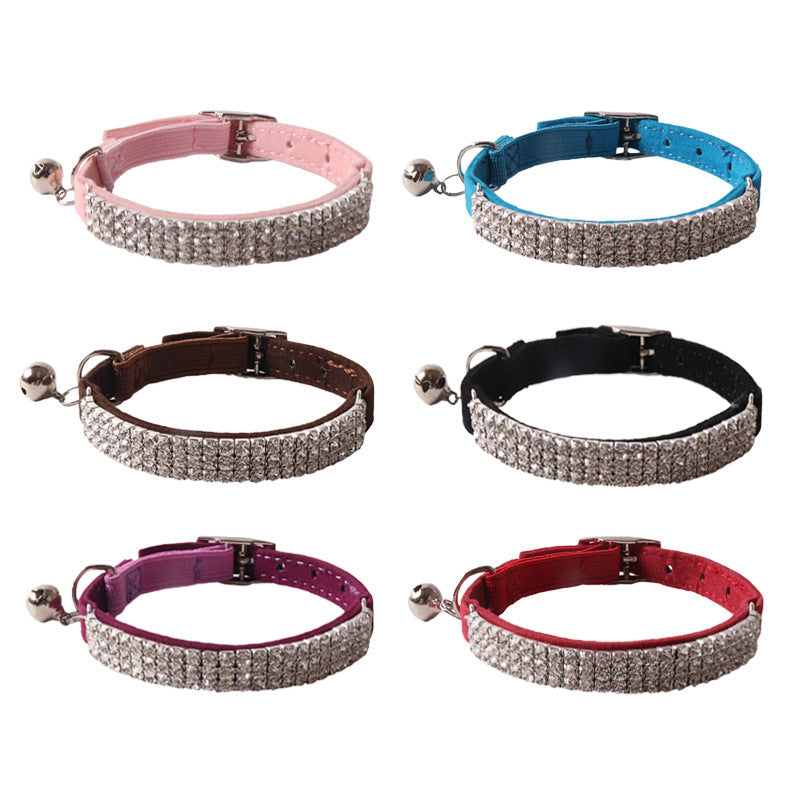 KFX-1275197 Pet Color Flannel Elastic Buckle Cat Collar - Pink, Black, Red, Blue, Purple, Dark Brown